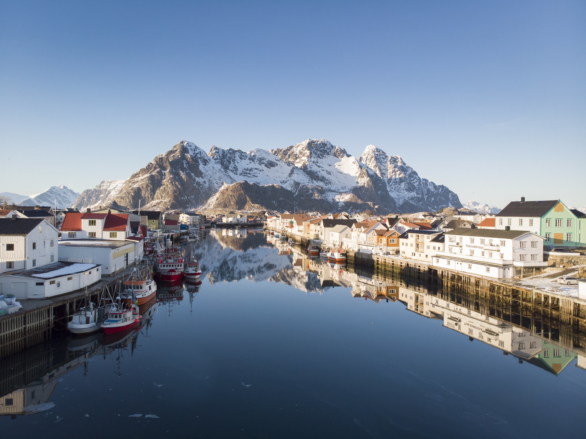 Henningsvær on a sunny winter day